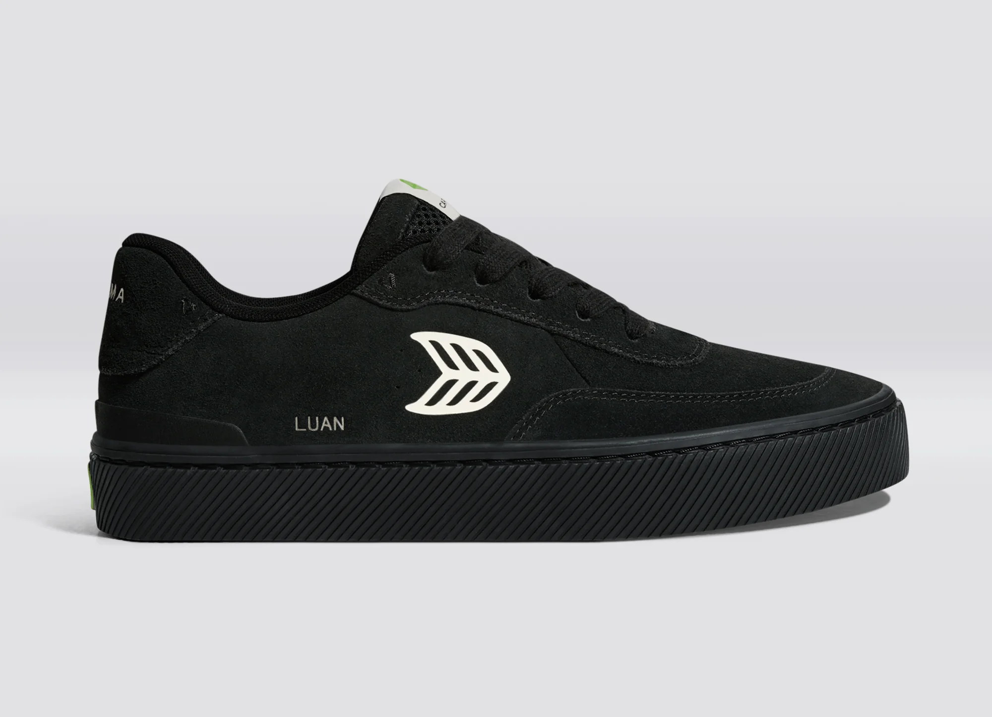 LUAN PRO All Black Suede Ivory Logo Sneaker - Image 3