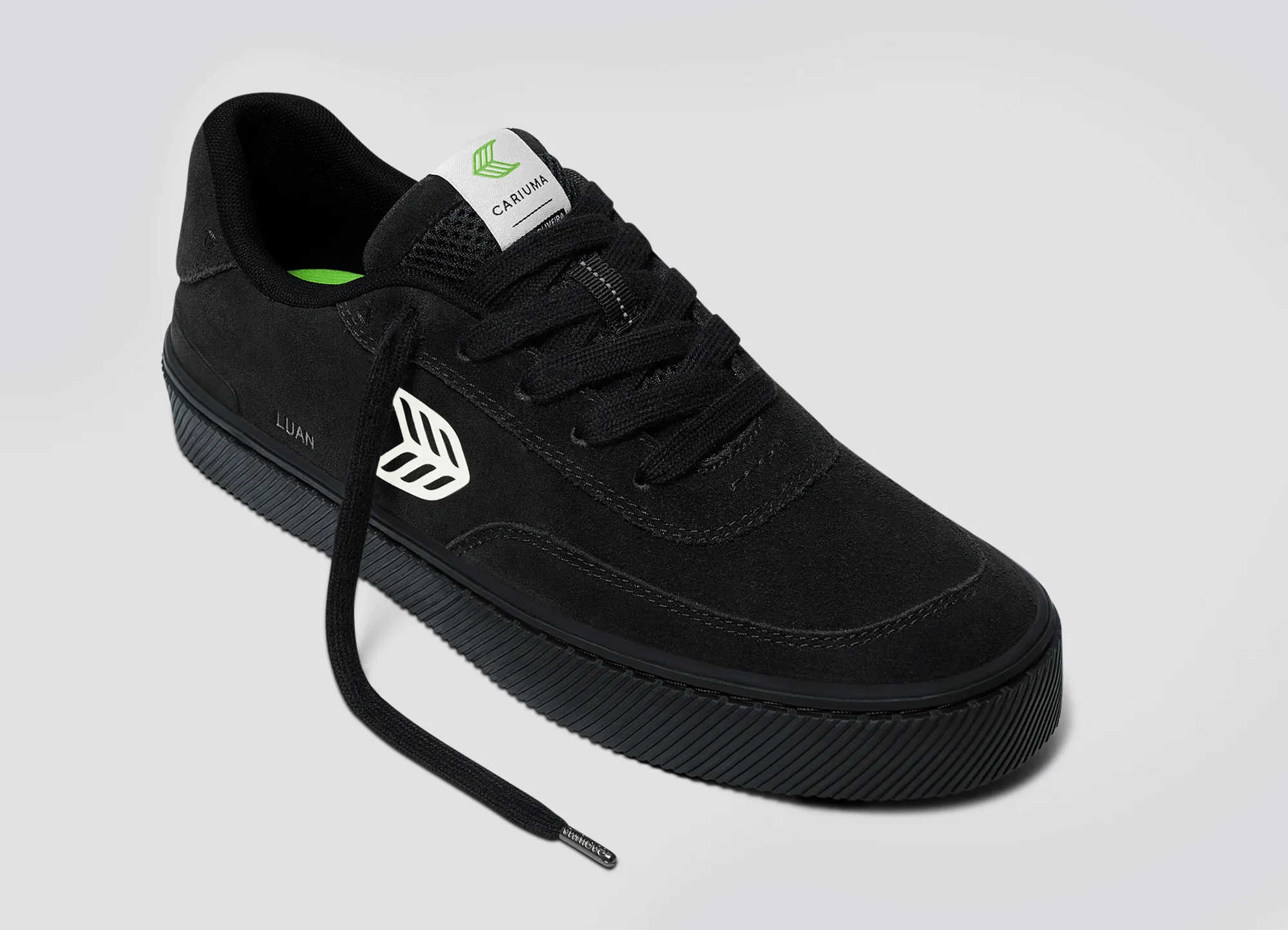 LUAN PRO All Black Suede Ivory Logo Sneaker - Image 4