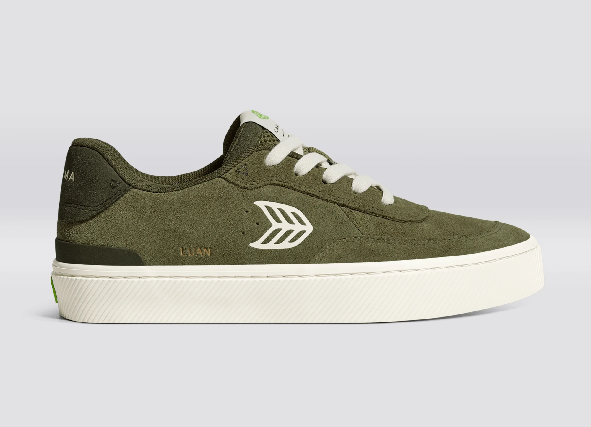 LUAN PRO Olive Green Suede Ivory Logo Burnt Olive Sneaker - Image 3