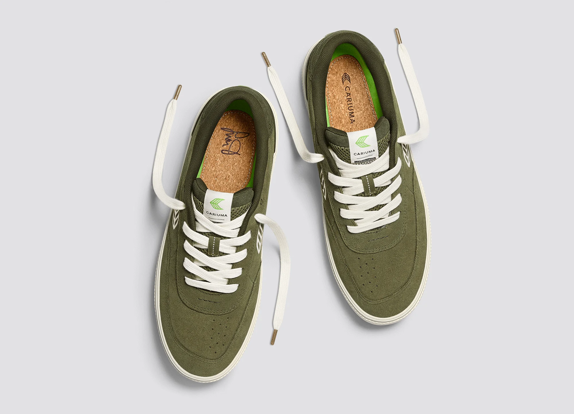LUAN PRO Olive Green Suede Ivory Logo Burnt Olive Sneaker - Image 7