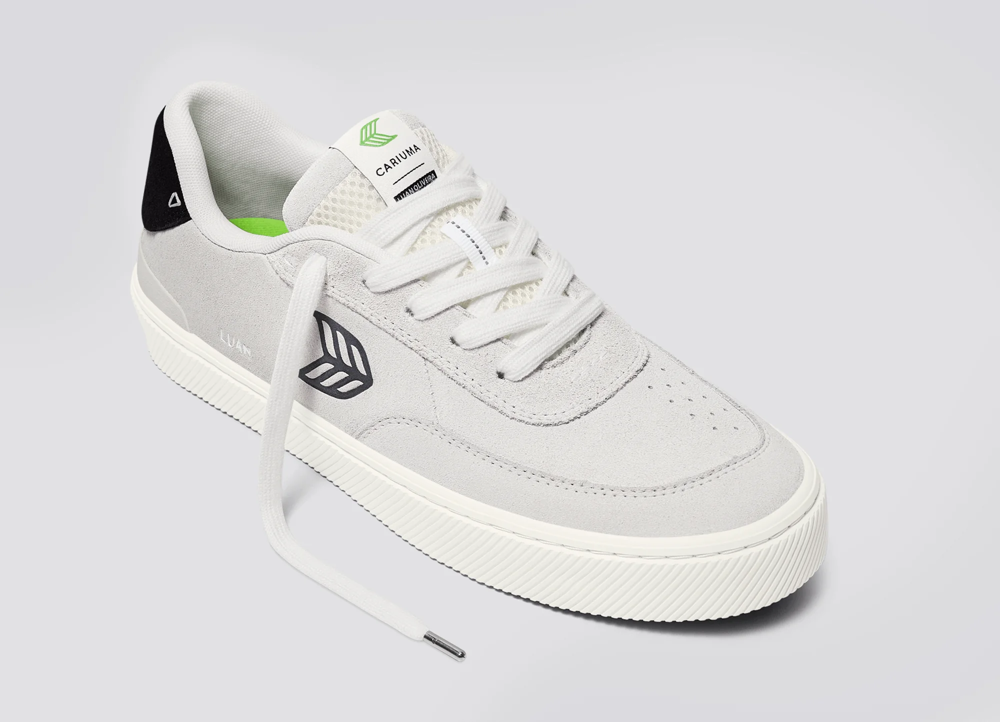 LUAN PRO Smoke White Suede Black Logo Sneaker - Image 4
