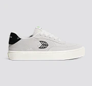 LUAN PRO Smoke White Suede Black Logo Sneaker - Image 9