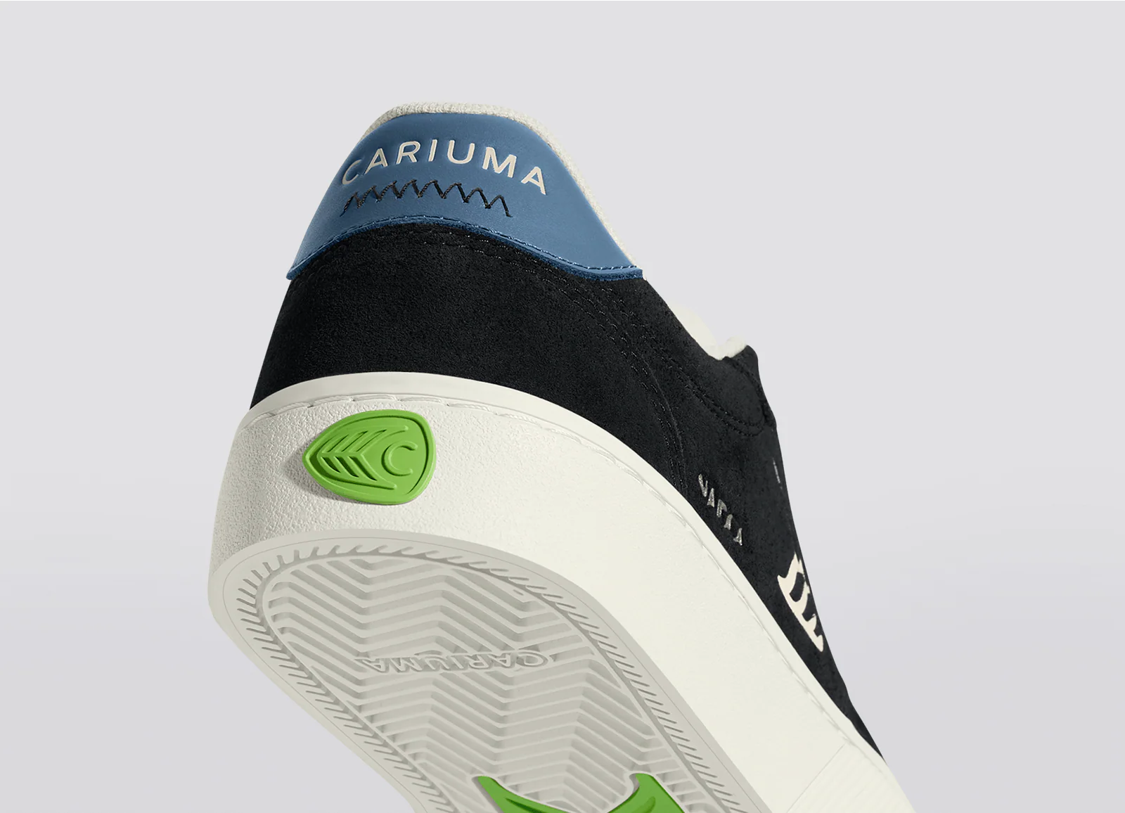 NAIOCA Black Suede Ivory Logo Washed Blue Sneaker - Image 6