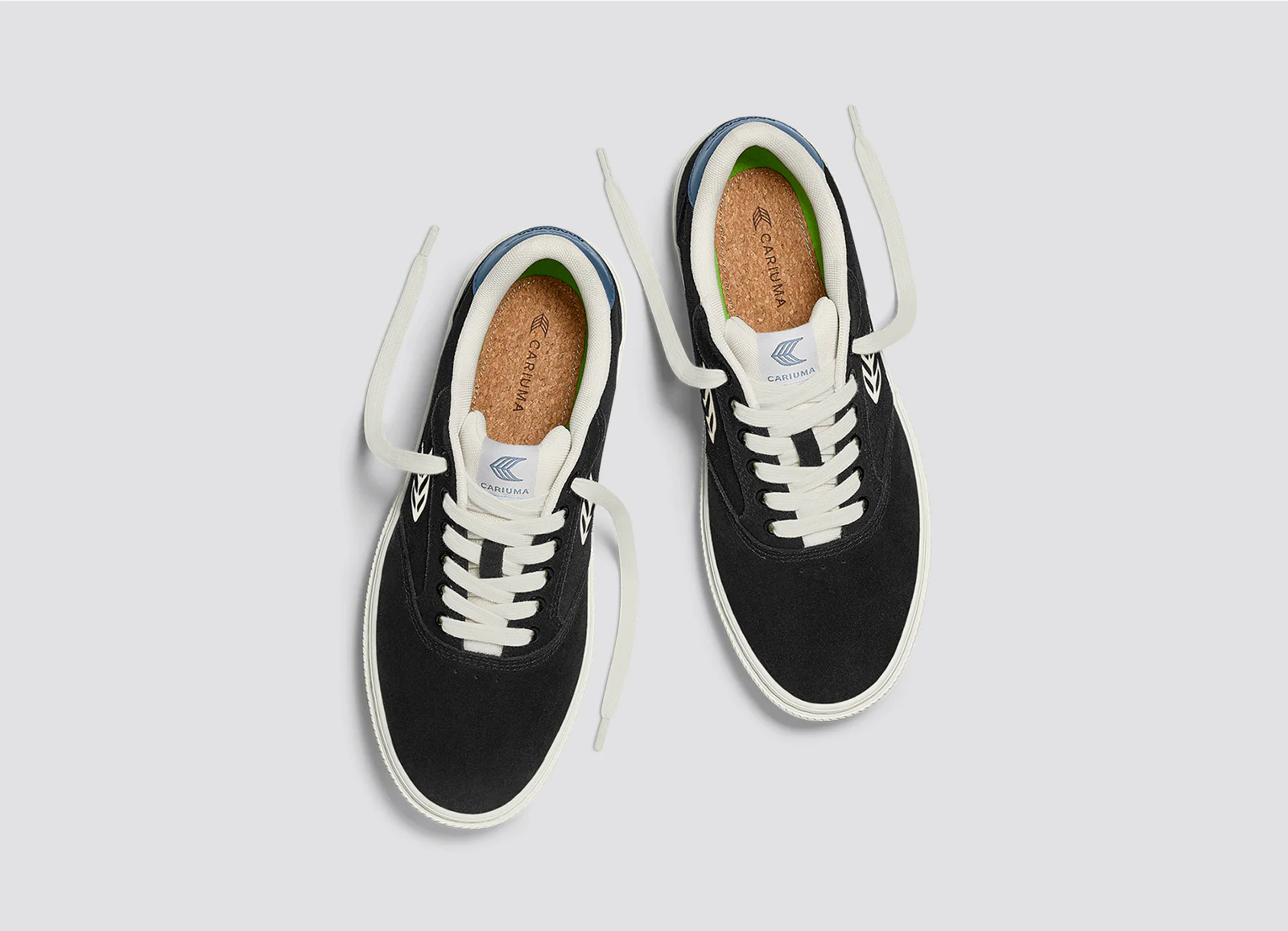 NAIOCA Black Suede Ivory Logo Washed Blue Sneaker - Image 7