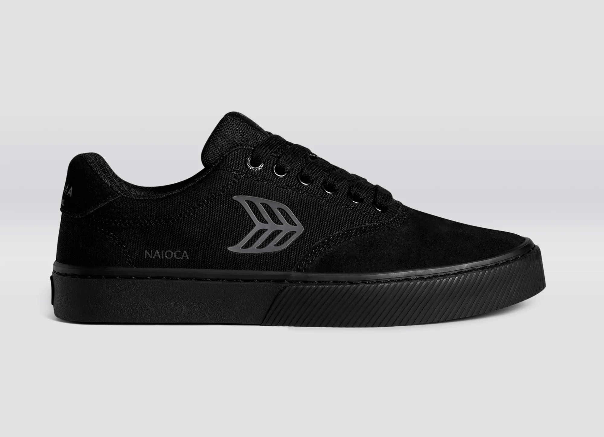 NAIOCA PRO All Black Suede and Canvas Ash Grey Logo Sneaker - Image 3