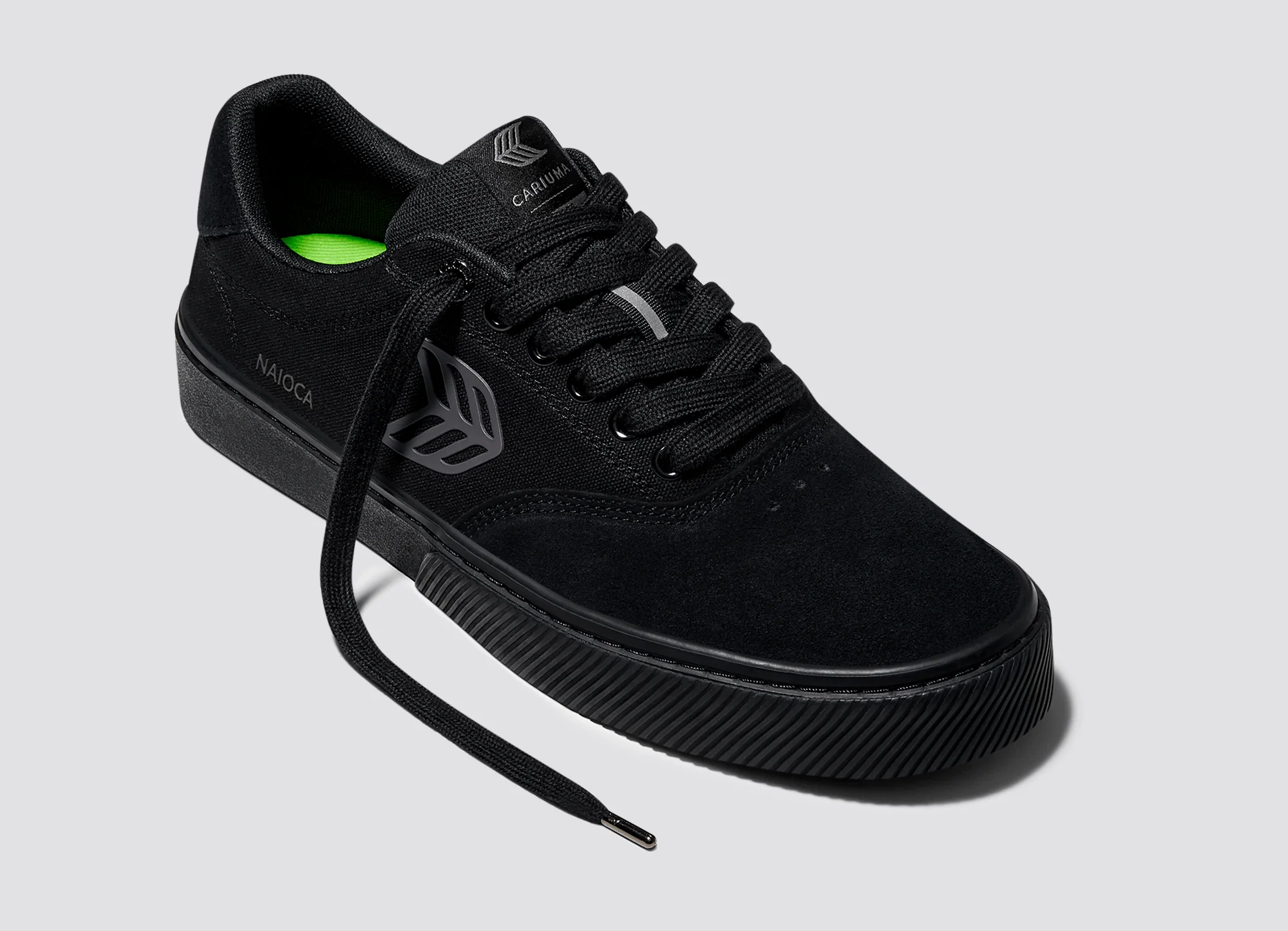 NAIOCA PRO All Black Suede and Canvas Ash Grey Logo Sneaker - Image 4