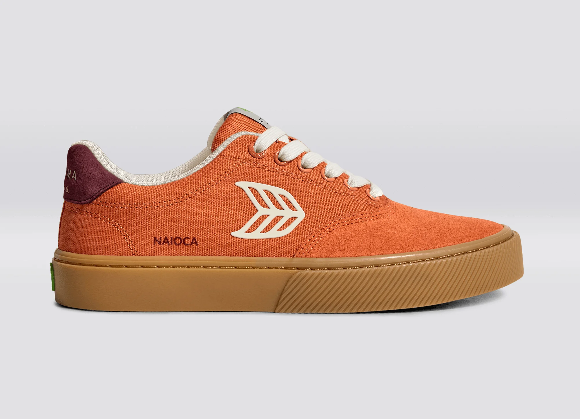 NAIOCA PRO Gum Burnt Orange Suede and Canvas Ivory Logo Ruby Wine Sneaker - Image 3
