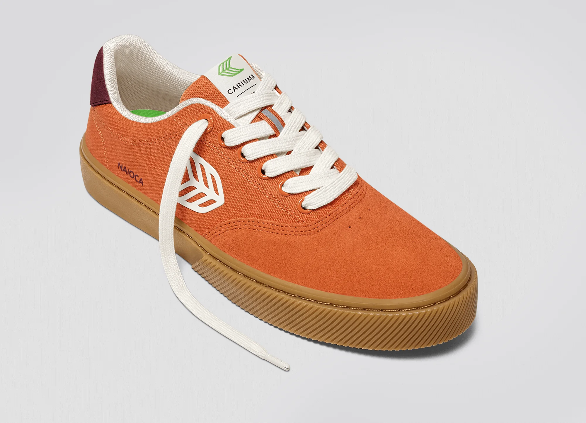 NAIOCA PRO Gum Burnt Orange Suede and Canvas Ivory Logo Ruby Wine Sneaker - Image 4
