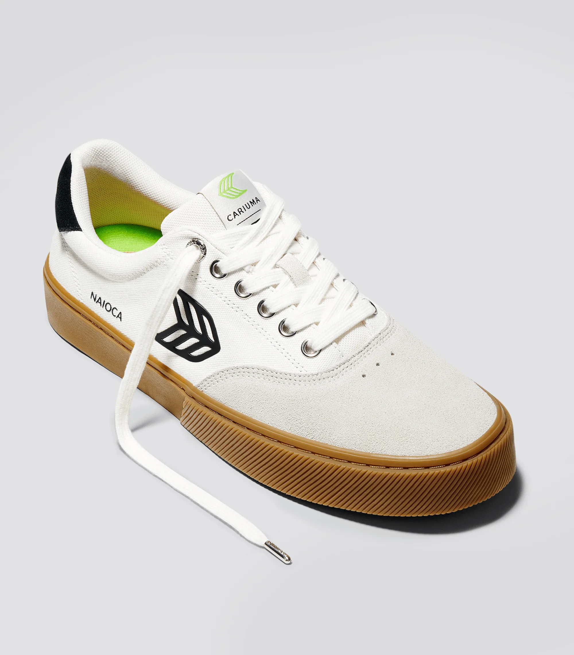NAIOCA PRO Gum Vintage White Suede Off-White Canvas Black Logo Sneaker - Image 10