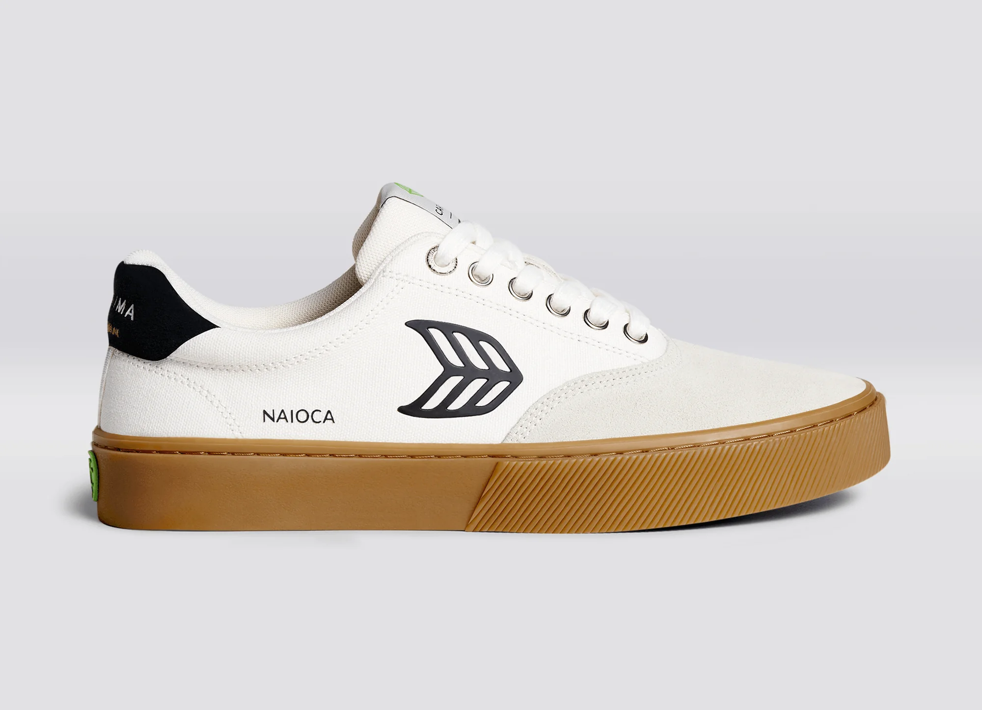 NAIOCA PRO Gum Vintage White Suede Off-White Canvas Black Logo Sneaker - Image 3