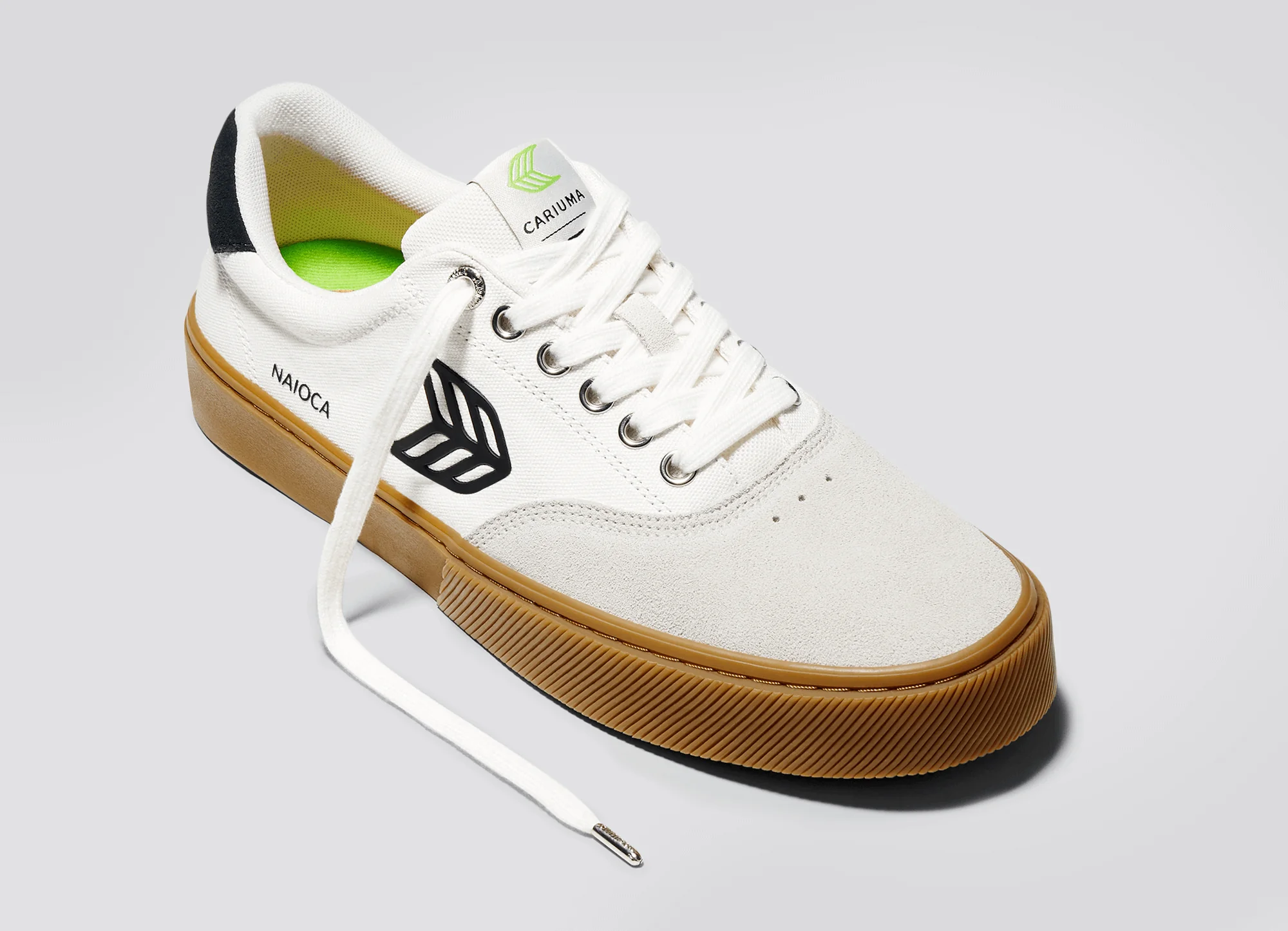 NAIOCA PRO Gum Vintage White Suede Off-White Canvas Black Logo Sneaker - Image 5
