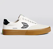 NAIOCA PRO Gum Vintage White Suede Off-White Canvas Black Logo Sneaker - Image 9
