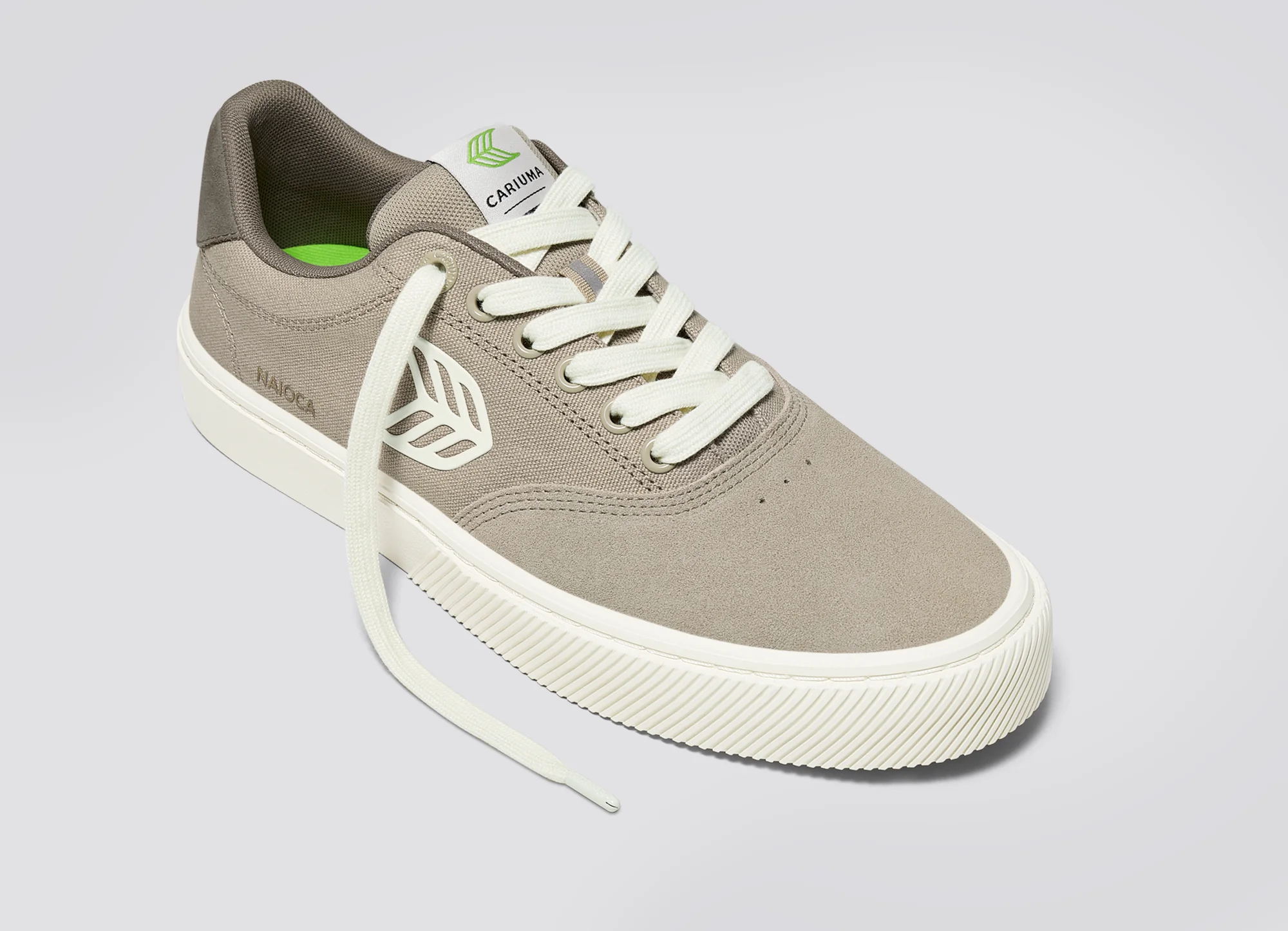 NAIOCA PRO Plaza Taupe Suede and Canvas Ivory Logo Laurel Oak Sneaker - Image 4