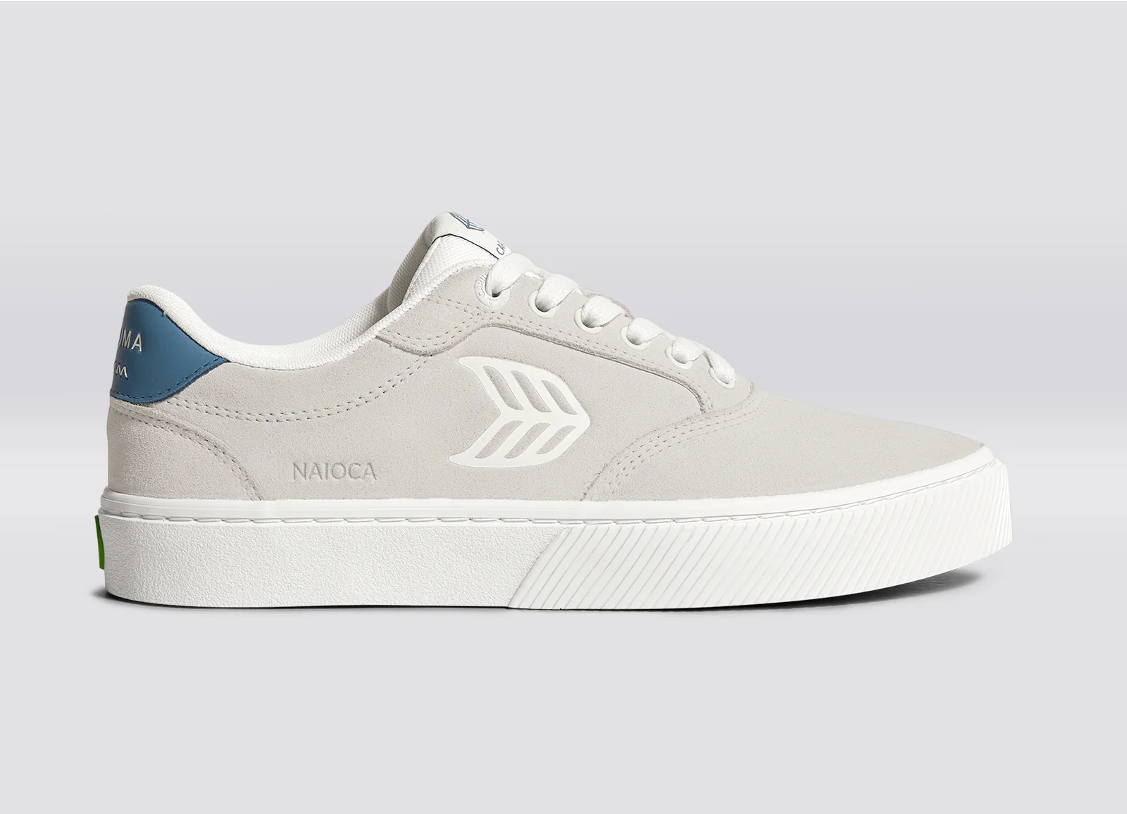 NAIOCA Smoke White Suede Off-White Logo Washed Blue Sneaker - Image 3