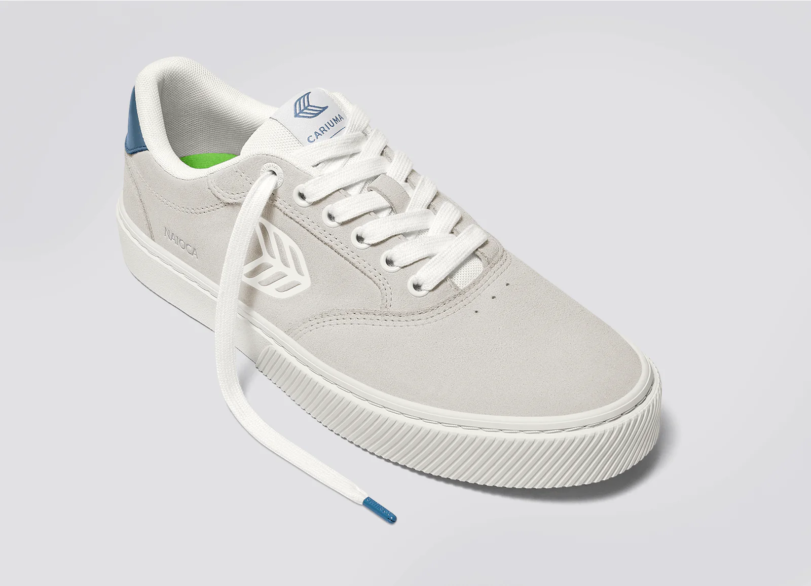 NAIOCA Smoke White Suede Off-White Logo Washed Blue Sneaker - Image 4