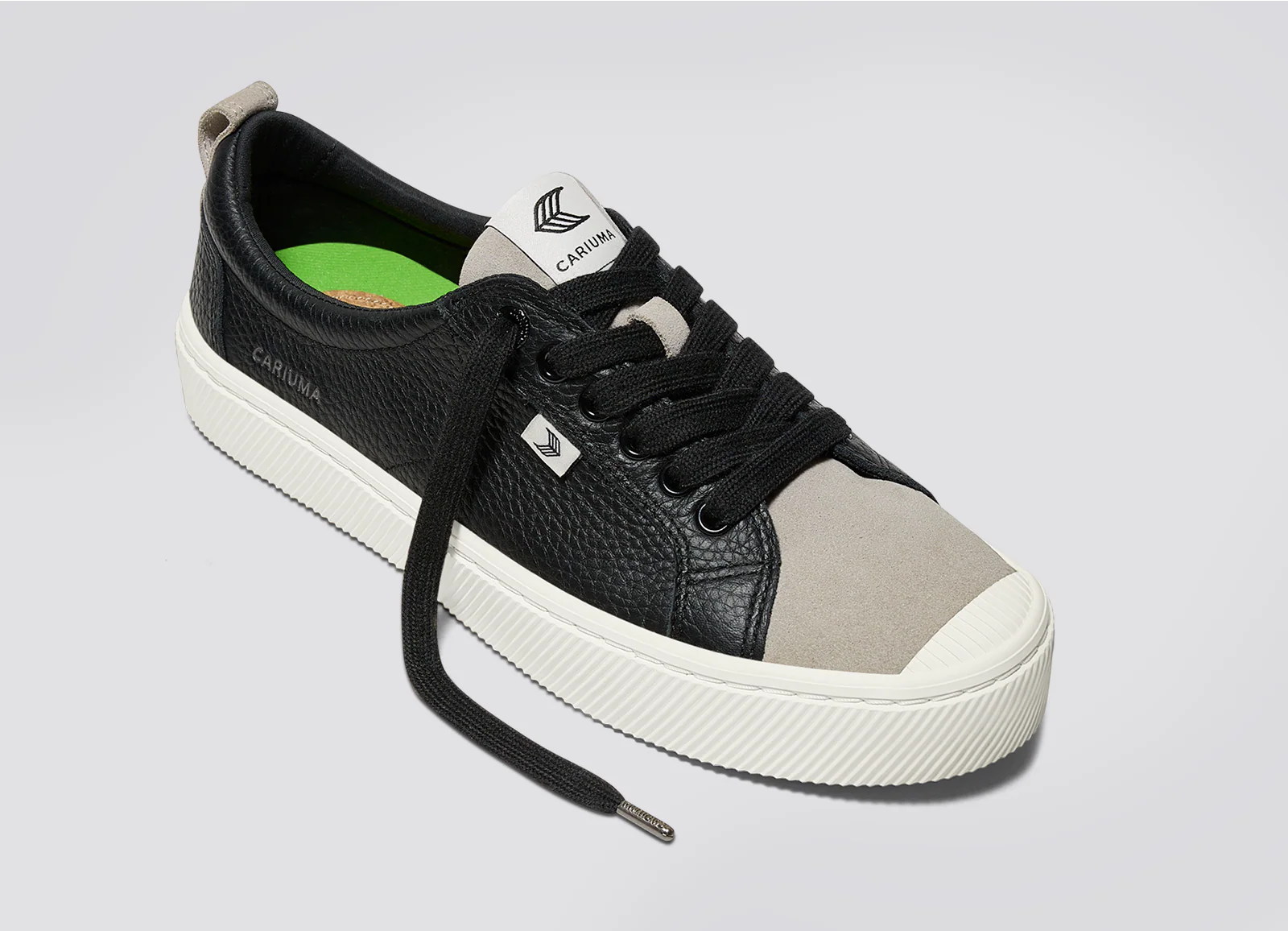 OCA Low Black Premium Leather Cloud Grey Suede Sneaker - Image 4