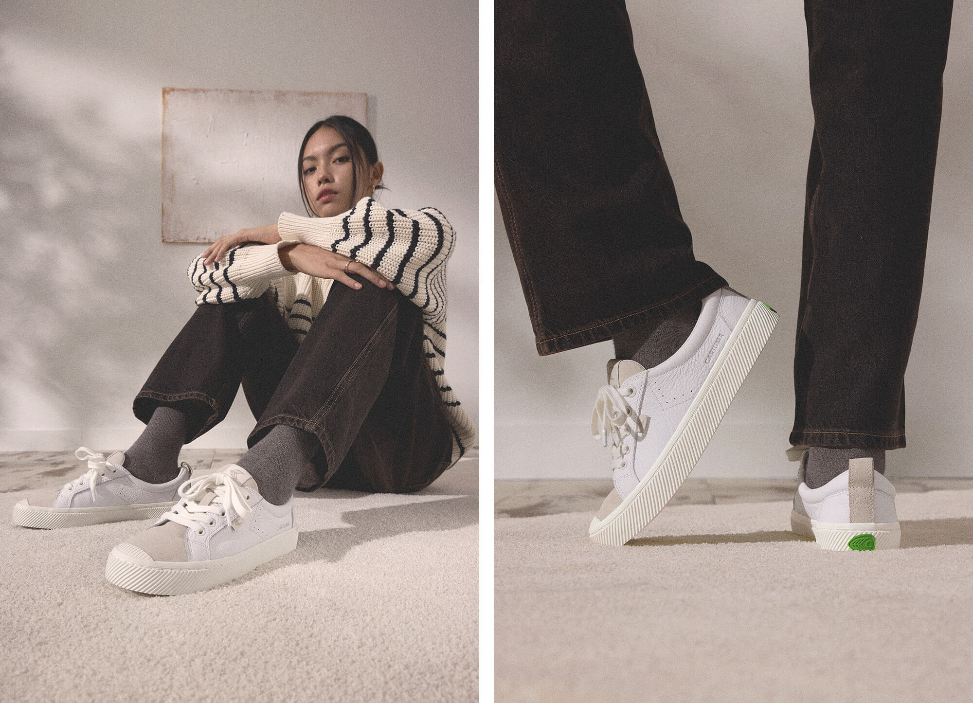 OCA Low White Premium Leather Vintage White Suede Sneaker - Image 5