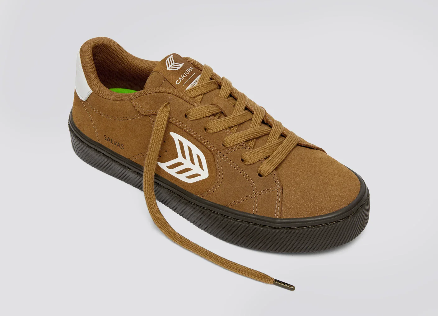 SALVAS Camel Suede Warm White Logo Sneaker - Image 4