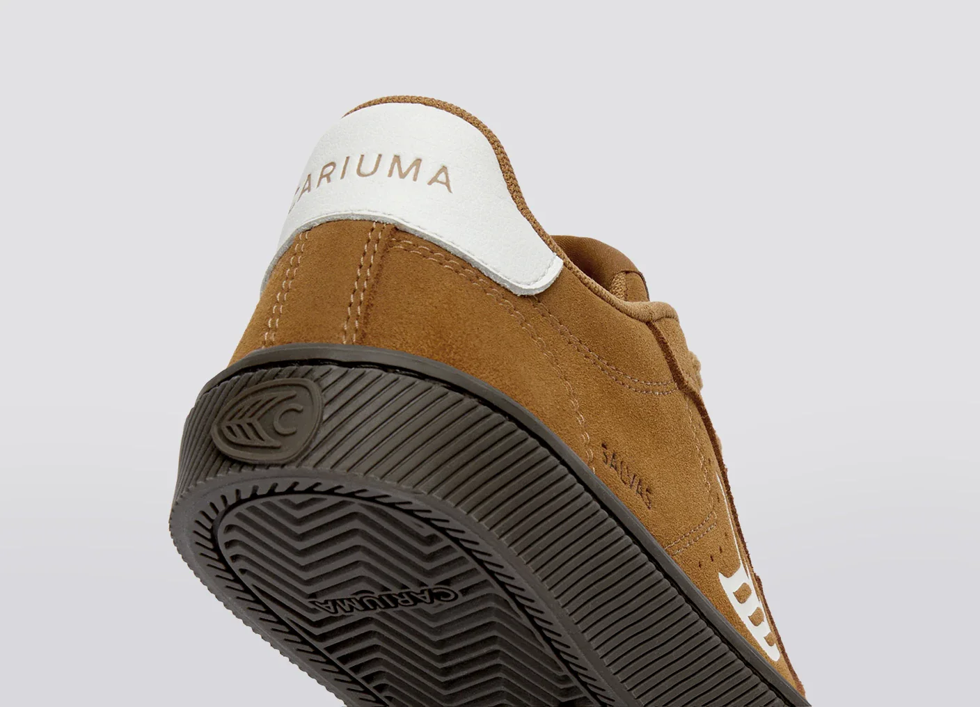 SALVAS Camel Suede Warm White Logo Sneaker - Image 6