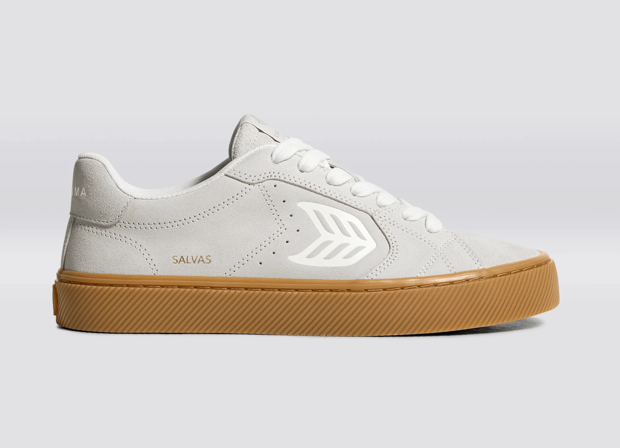SALVAS Gum Smoke White Suede Off-White Logo Sneaker - Image 3