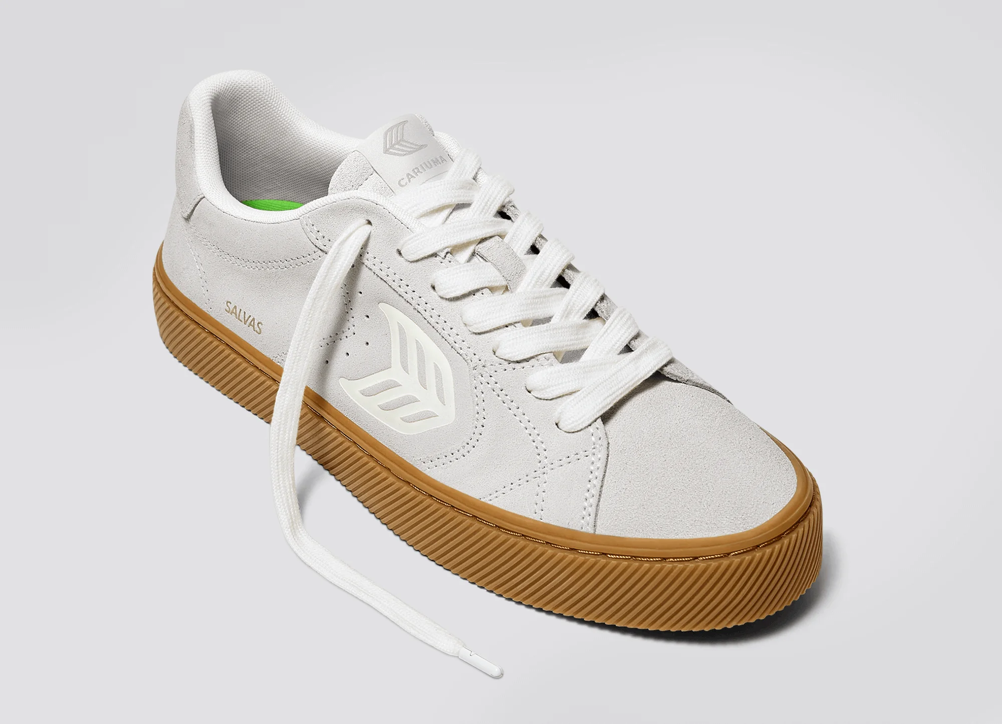 SALVAS Gum Smoke White Suede Off-White Logo Sneaker - Image 4