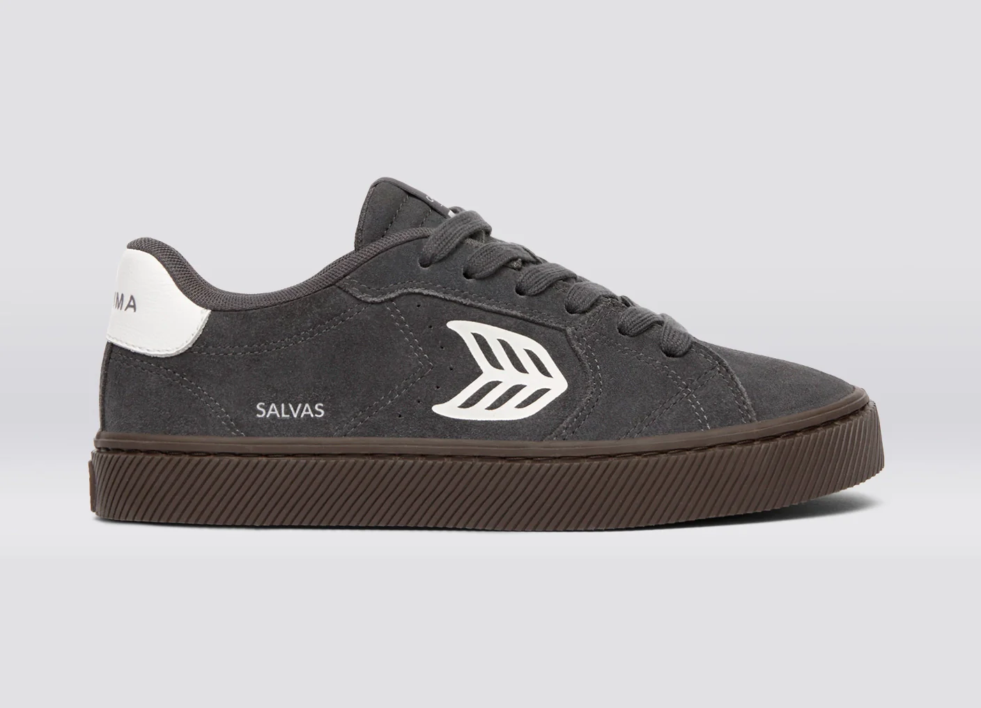 SALVAS Magnet Grey Suede Warm White Logo Sneaker - Image 3