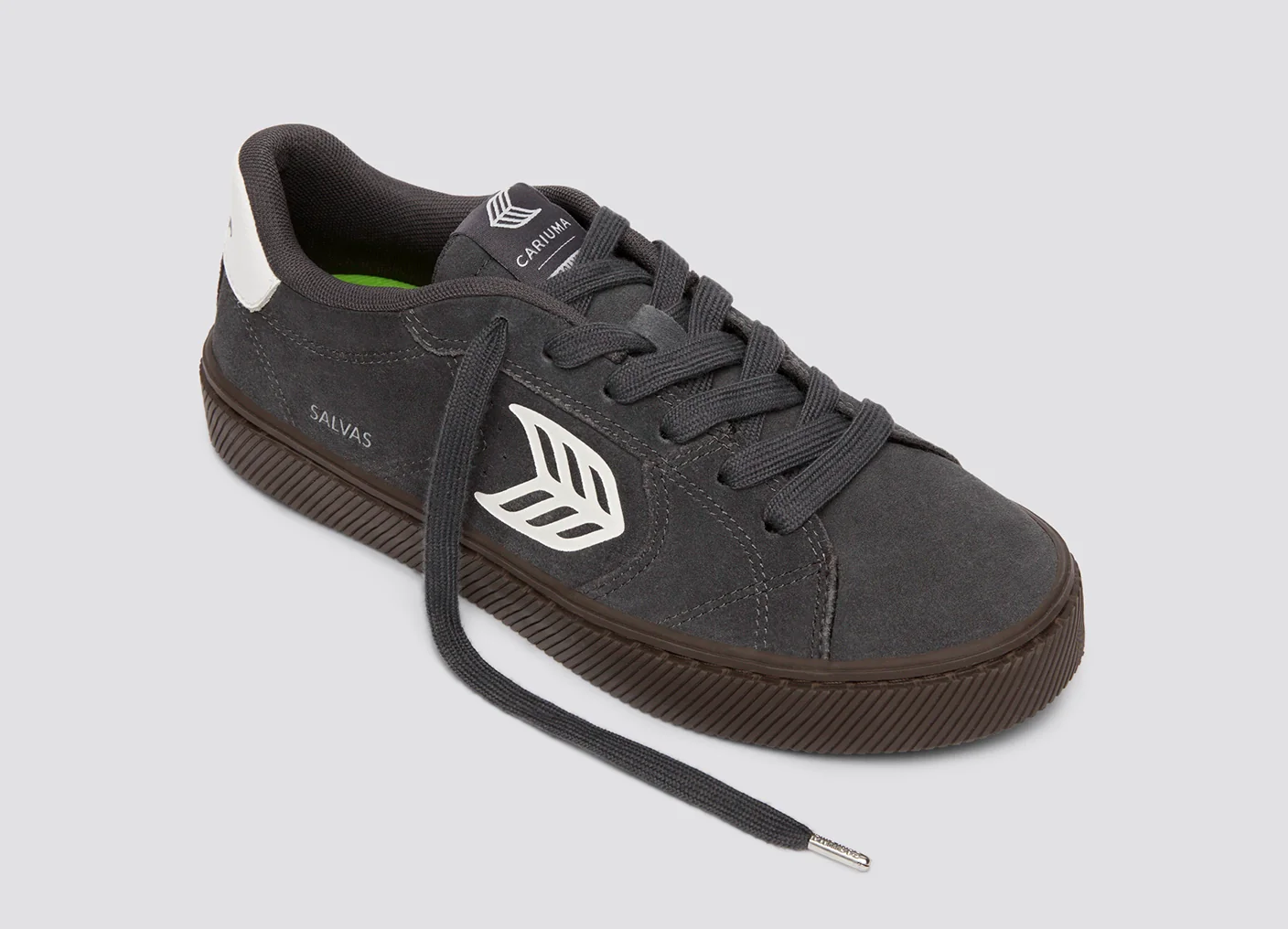 SALVAS Magnet Grey Suede Warm White Logo Sneaker - Image 4