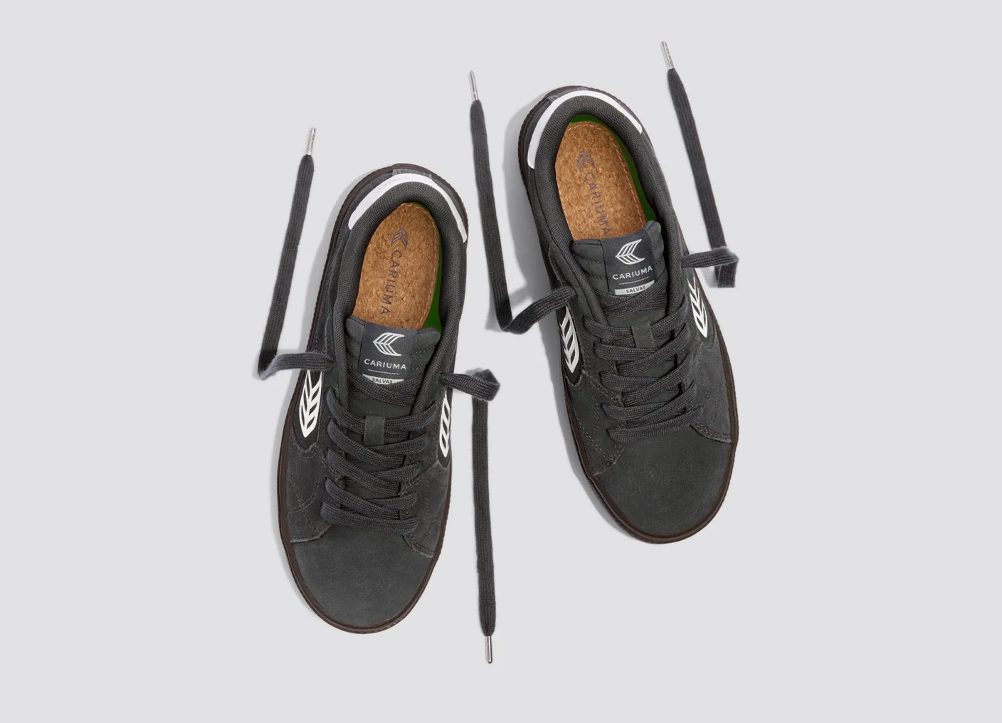 SALVAS Magnet Grey Suede Warm White Logo Sneaker - Image 7