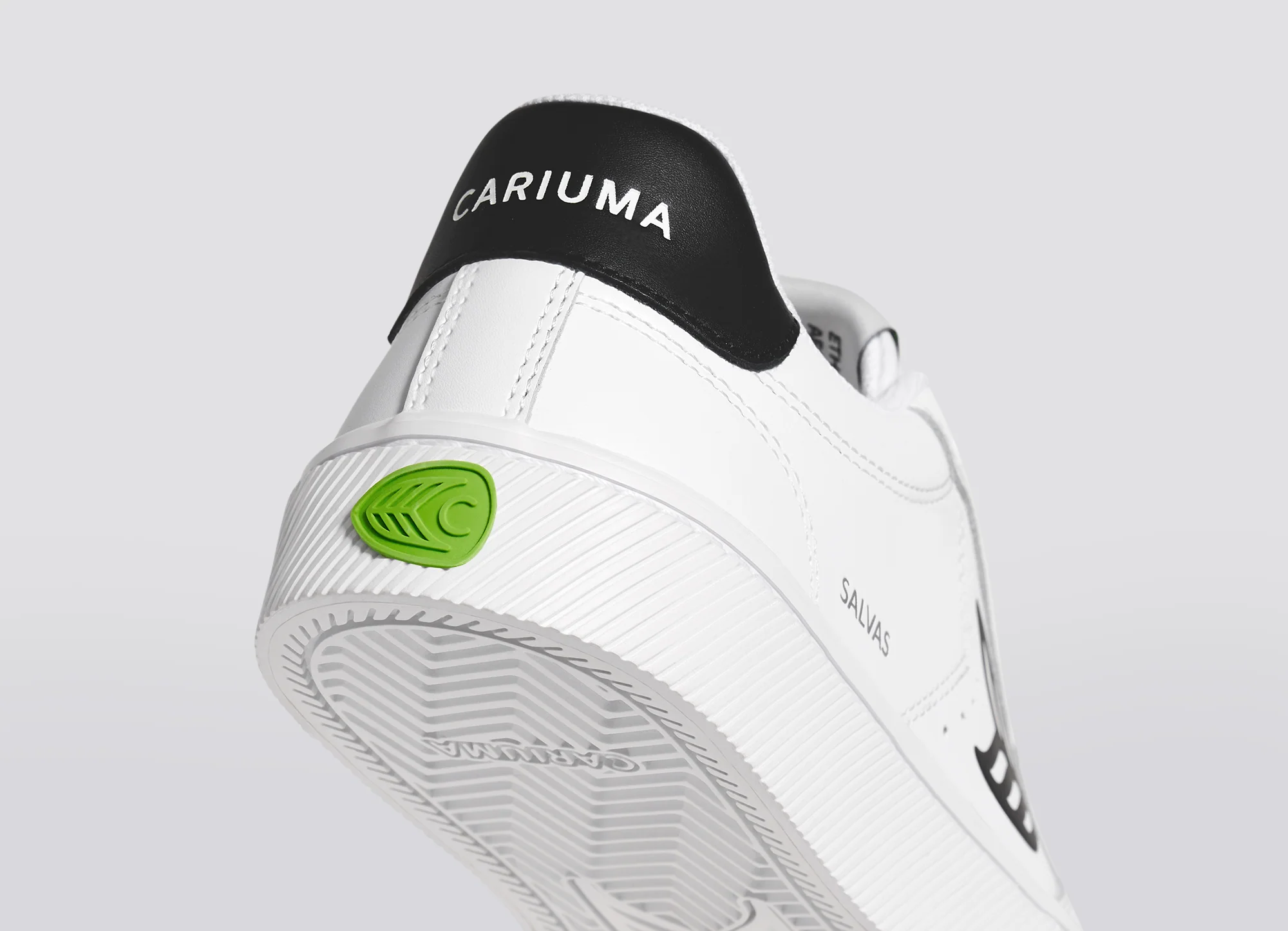 SALVAS White Leather Black Logo Sneaker - Image 6