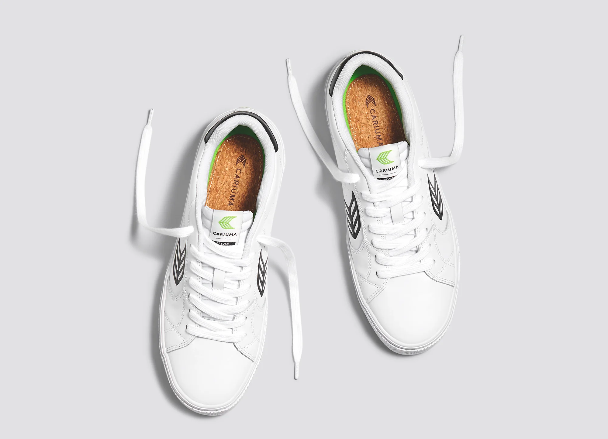 SALVAS White Leather Black Logo Sneaker - Image 7