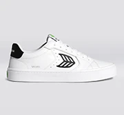 SALVAS White Leather Black Logo Sneaker - Image 8