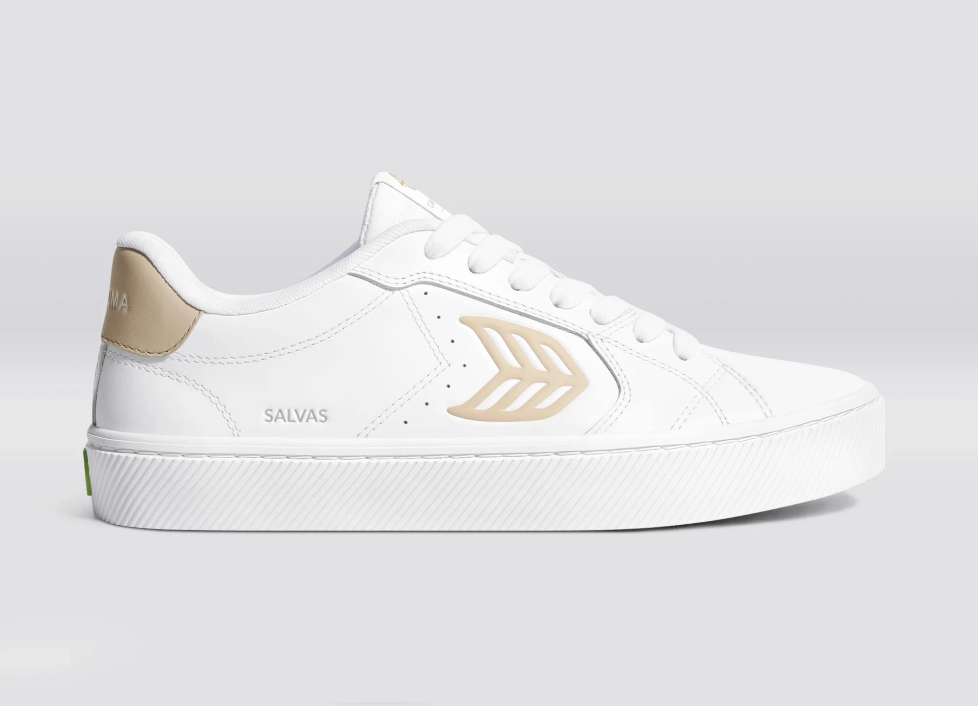 SALVAS White Leather Shifting Sand Logo Sneaker - Image 3