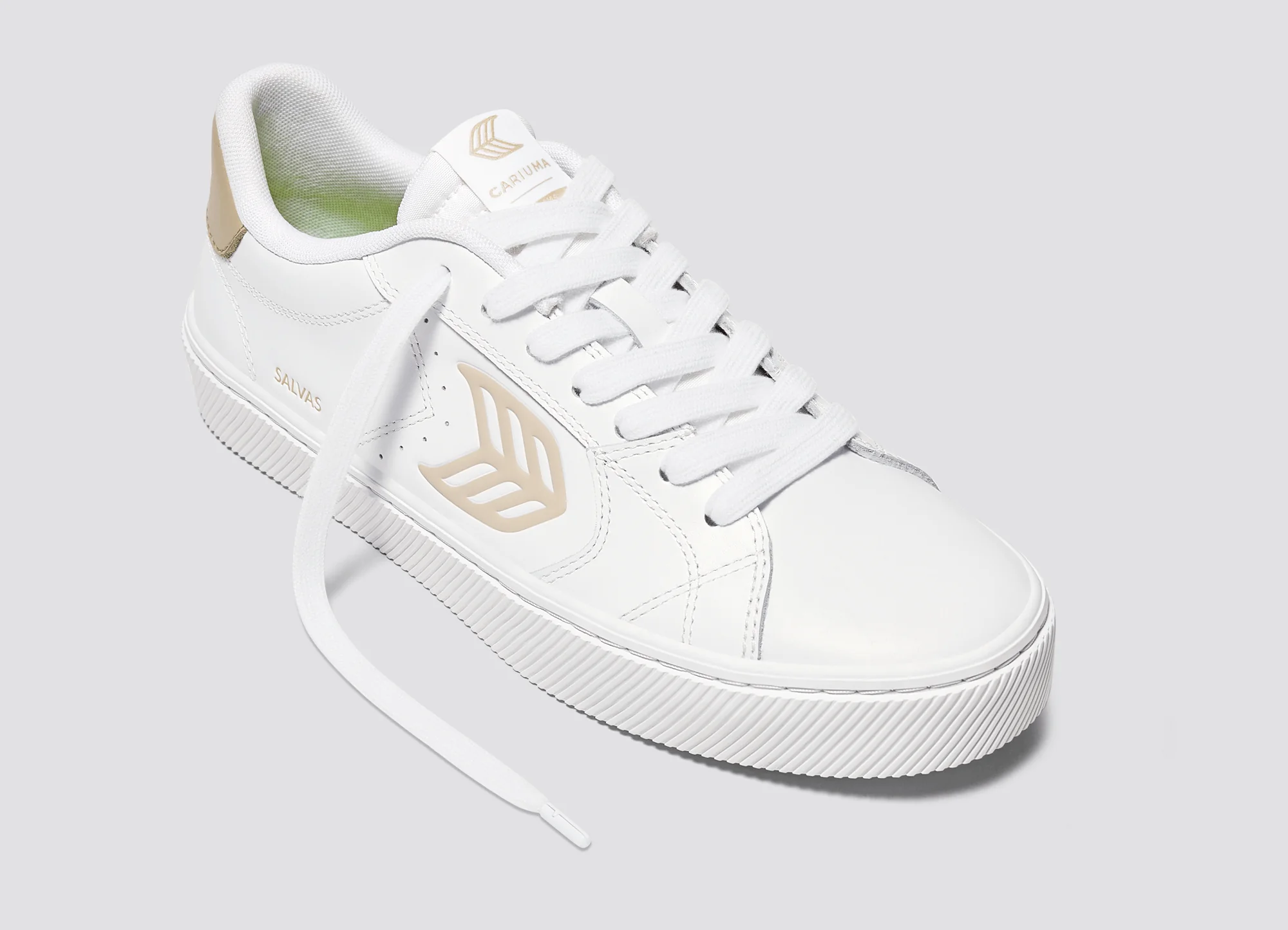 SALVAS White Leather Shifting Sand Logo Sneaker - Image 4