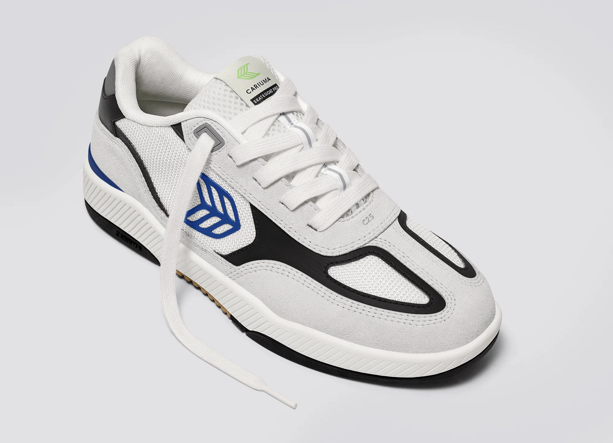 Skategoat C25 PRO Smoke White Suede Off-White Mesh Blue Logo Black Sneaker - Image 4