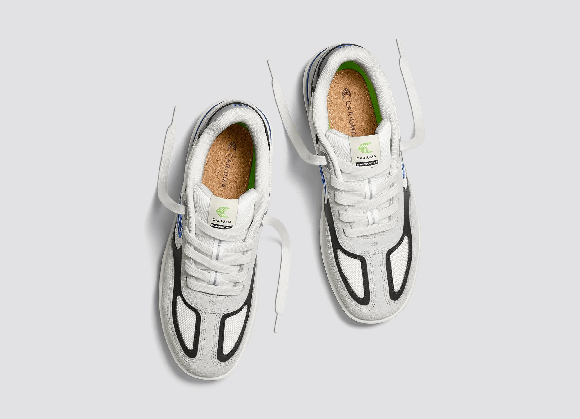 Skategoat C25 PRO Smoke White Suede Off-White Mesh Blue Logo Black Sneaker - Image 6