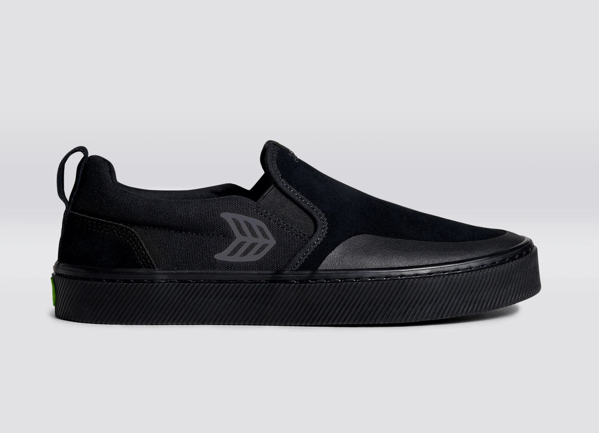 SLIP-ON PRO All Black Suede and Canvas Ash Grey Logo Sneaker - Image 3
