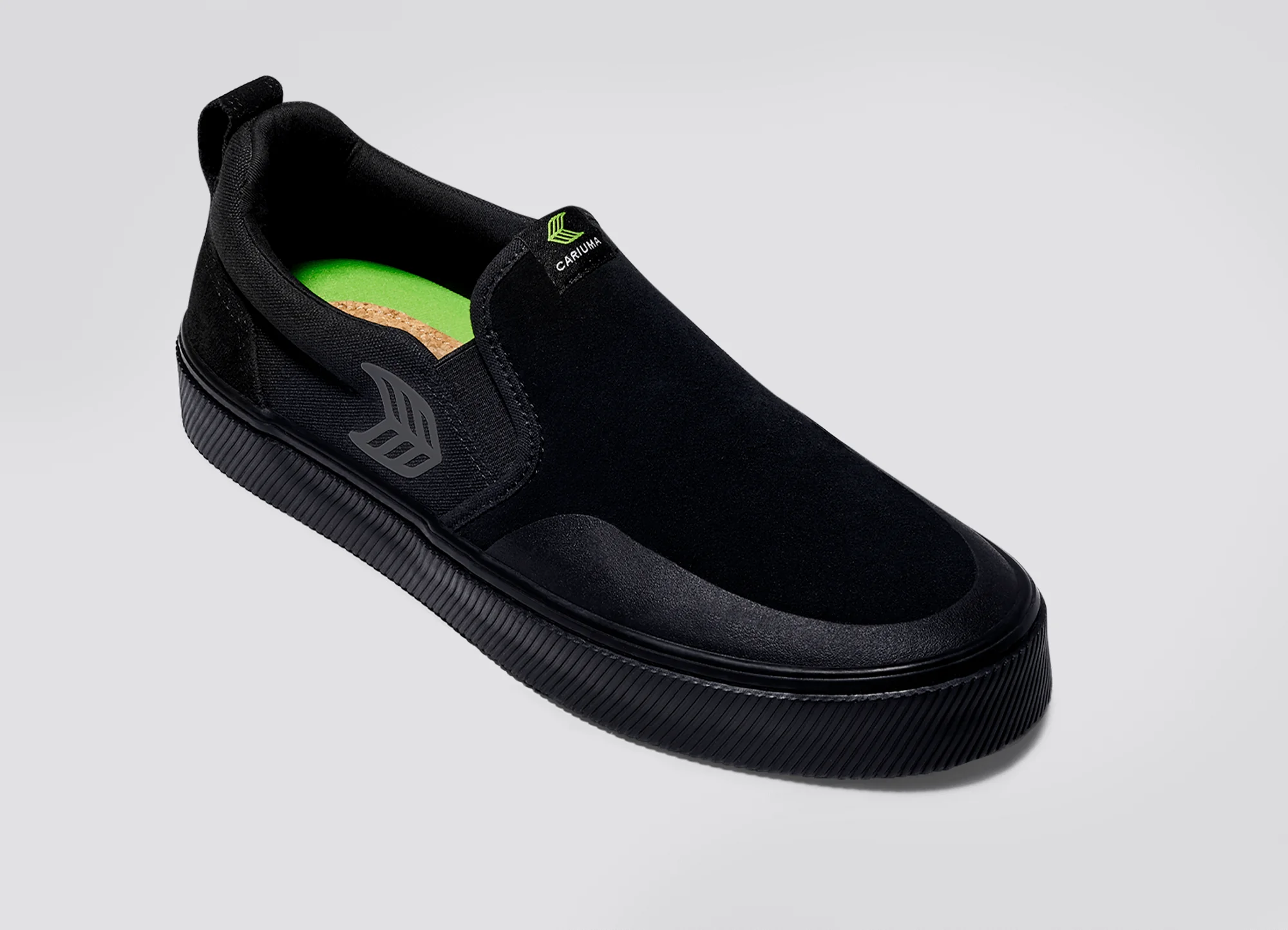 SLIP-ON PRO All Black Suede and Canvas Ash Grey Logo Sneaker - Image 4