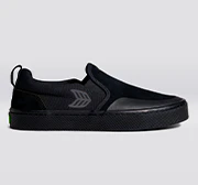 SLIP-ON PRO All Black Suede and Canvas Ash Grey Logo Sneaker - Image 8
