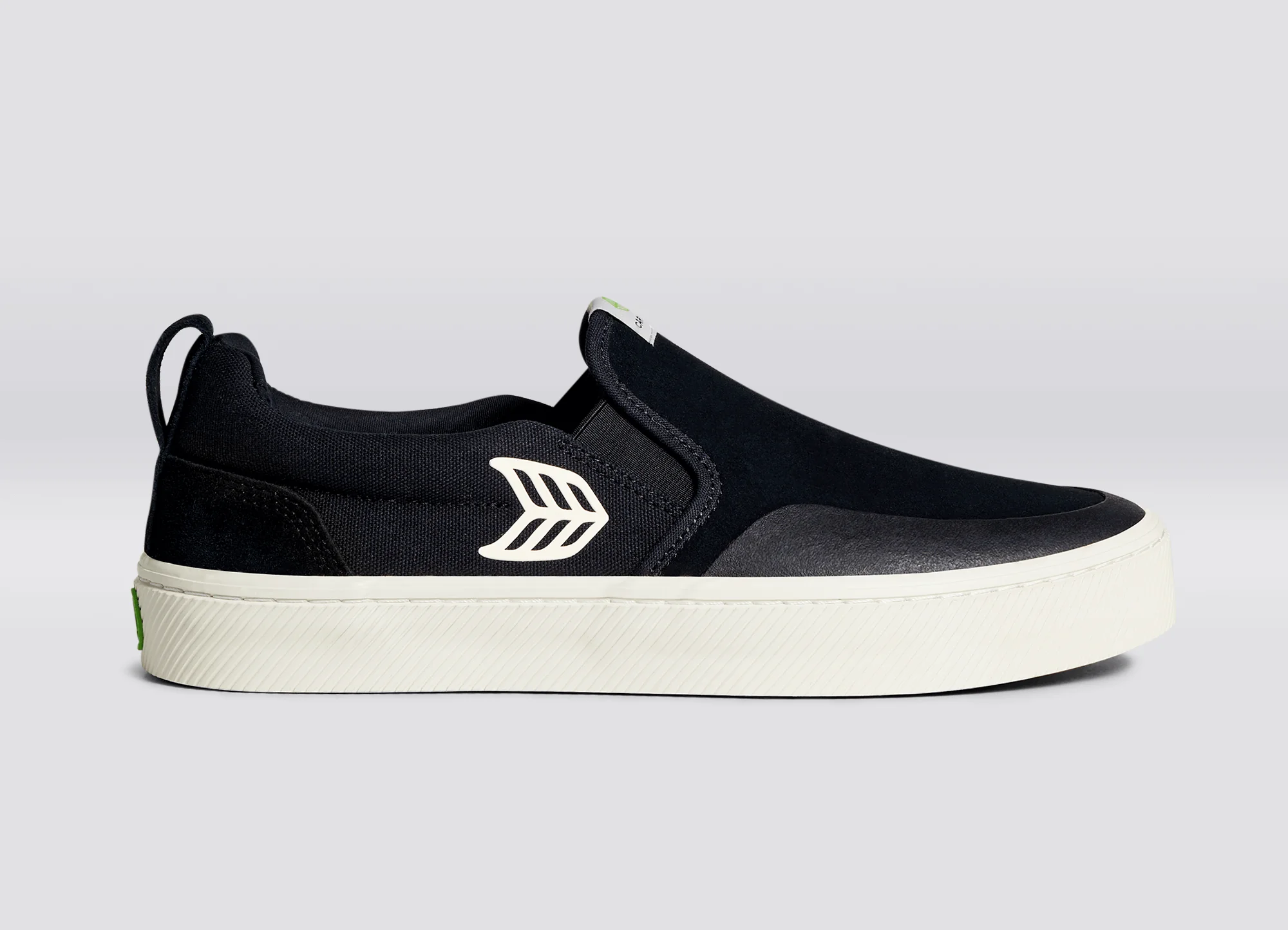 SLIP-ON PRO Chaussures en daim noir et toile avec logo ivoire - Image 3