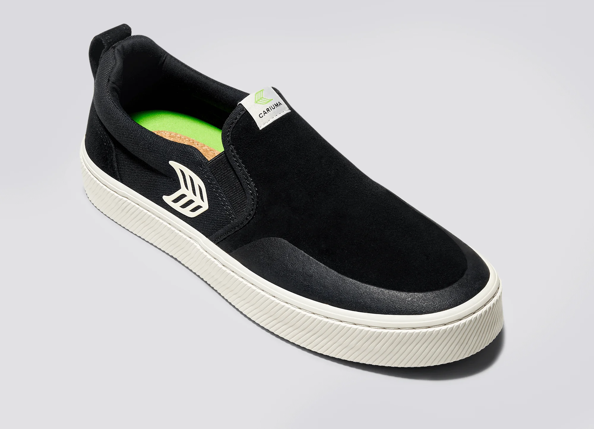 SLIP-ON PRO Chaussures en daim noir et toile avec logo ivoire - Image 5