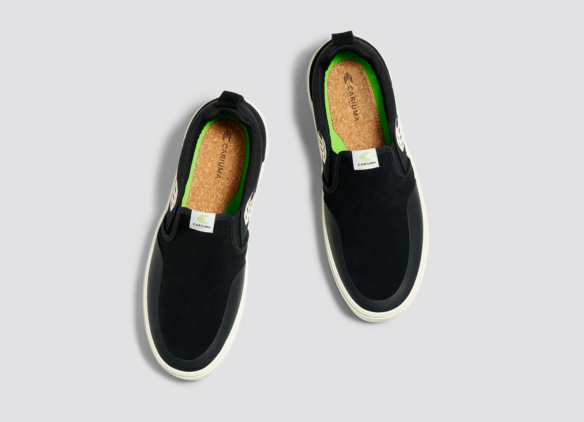 SLIP-ON PRO Chaussures en daim noir et toile avec logo ivoire - Image 6