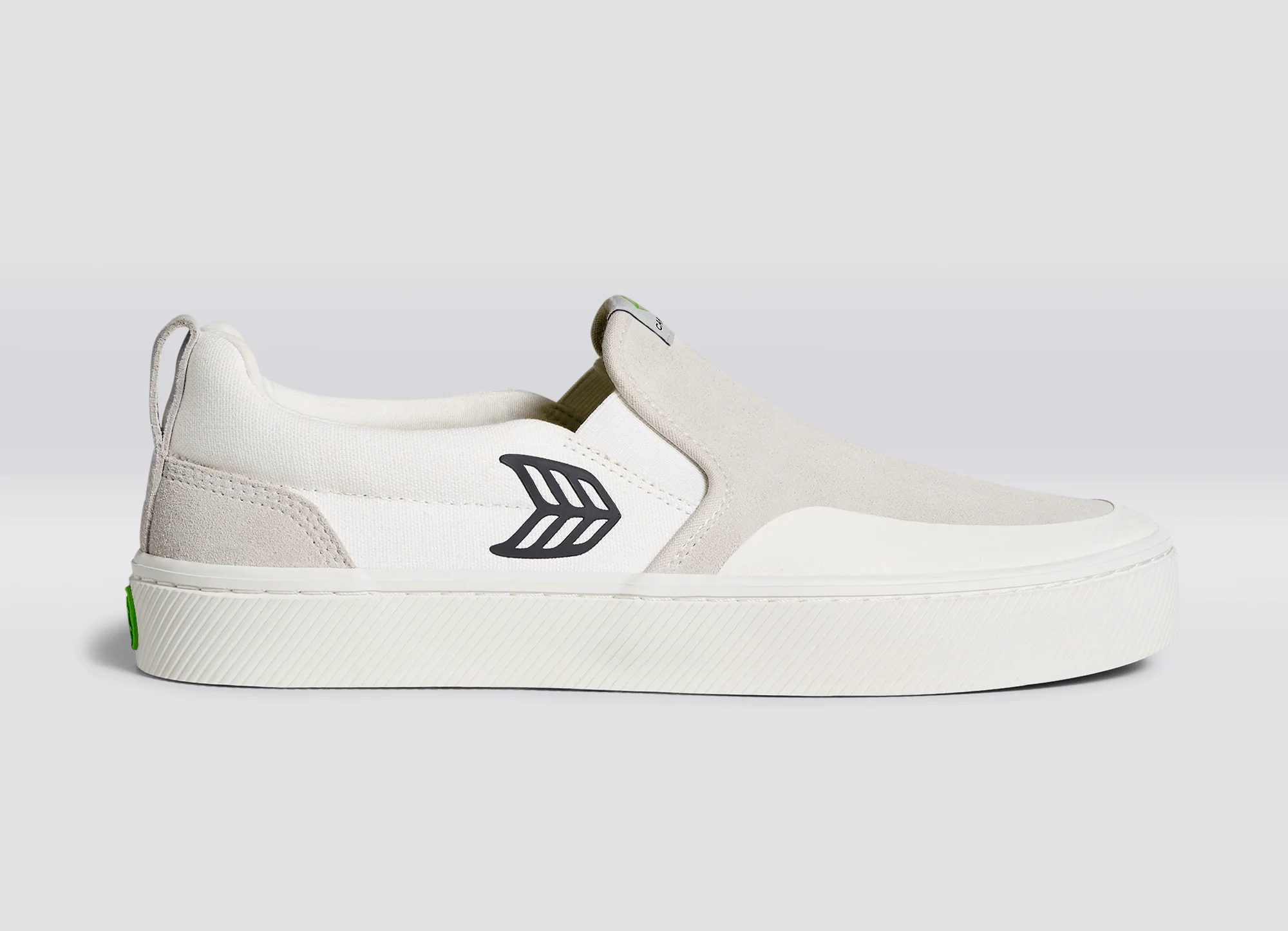 SLIP-ON PRO Off-White Canvas Vintage White Suede Black Logo Sneaker - Image 3