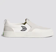 SLIP-ON PRO Off-White Canvas Vintage White Suede Black Logo Sneaker - Image 9