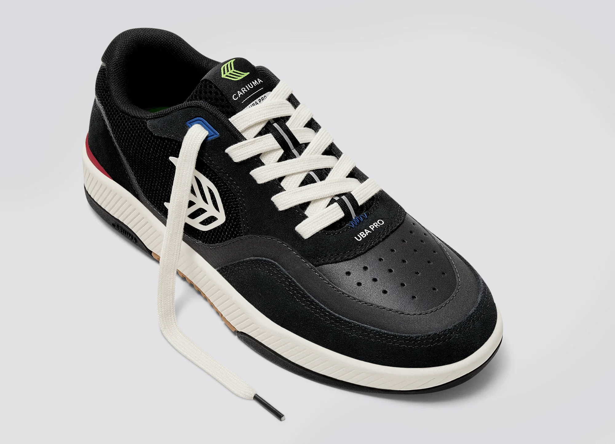 UBA PRO Black Suede and Mesh Ivory Logo Red Sneaker - Image 4