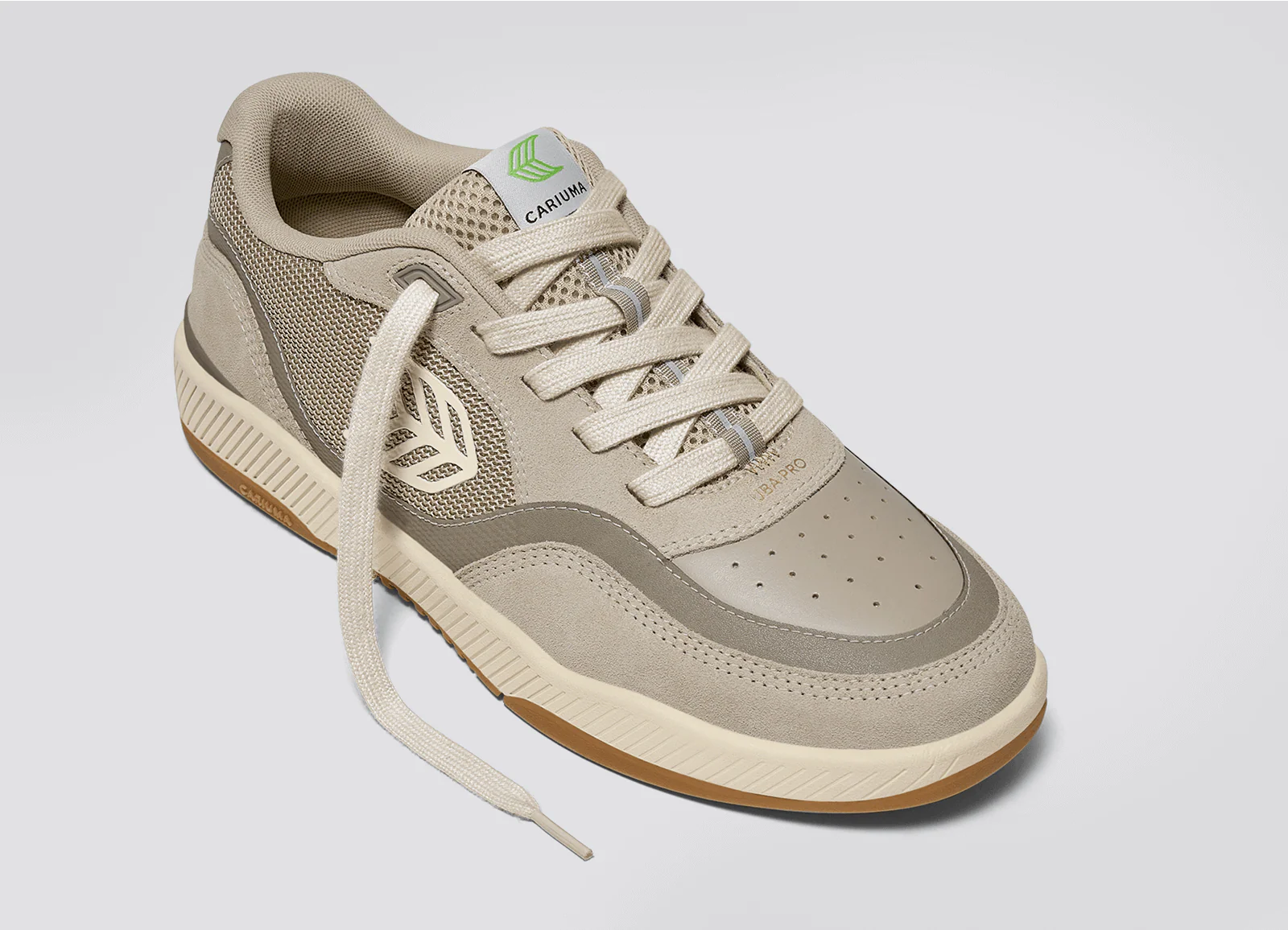 UBA PRO Plaza Taupe Suede and Mesh Almond Milk Logo Sneaker - Image 4