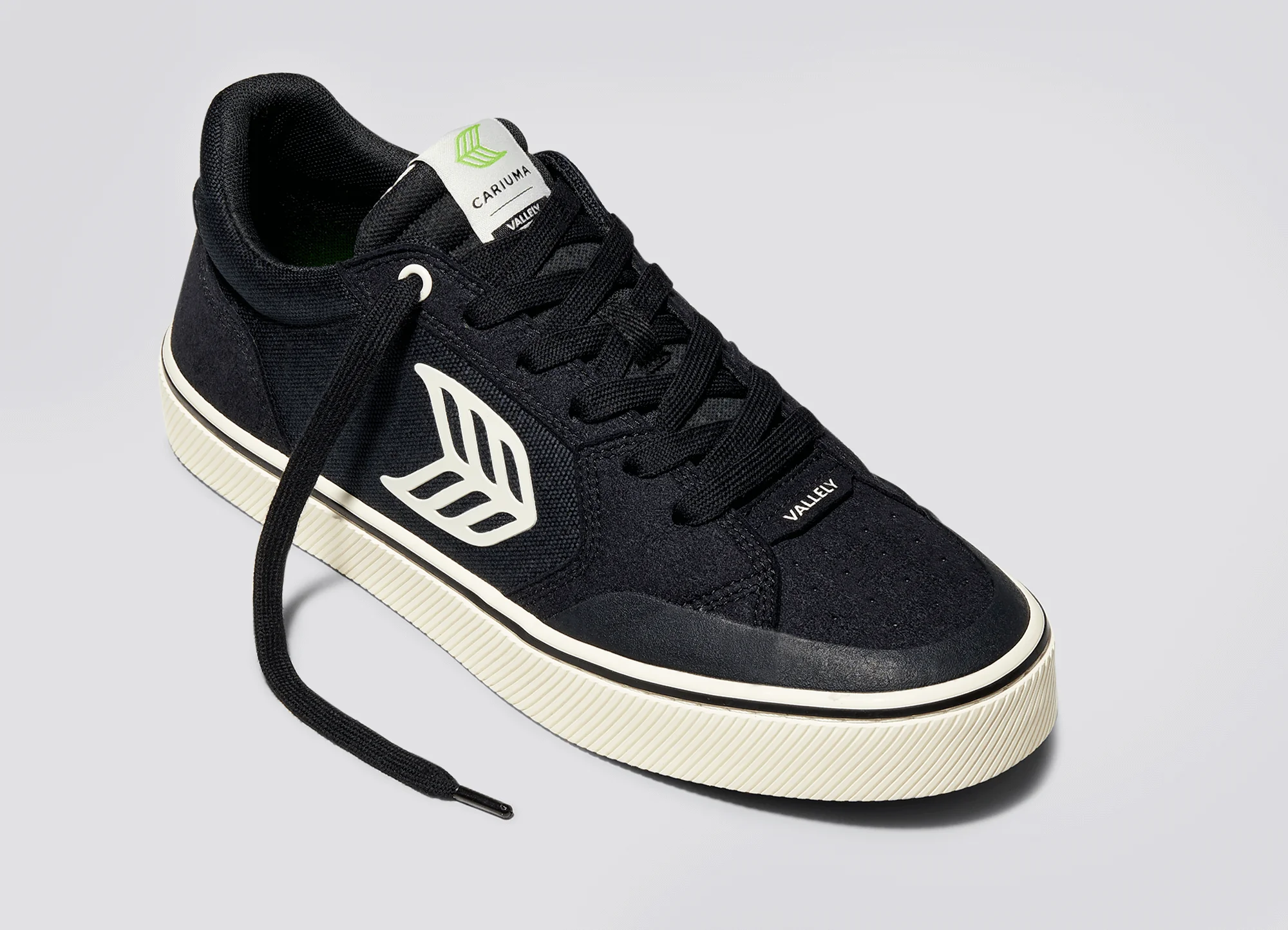 VALLELY PRO Black Suede and Cordura Ivory Logo Sneaker - Image 4